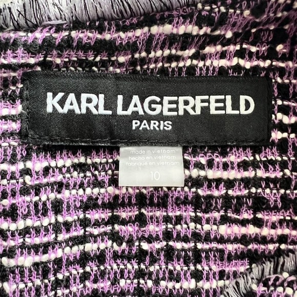 Karl LagerfeldTweed Sheath Dress Womens size10 Purple Mini Sleeveless EUC - Picture 10 of 12